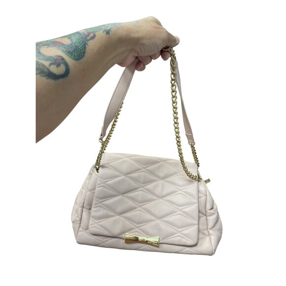 Betsey Johnson Large Blush Pink Quilted Tote Shoulder Handbag SKU 9230 - Picture 1 of 16
